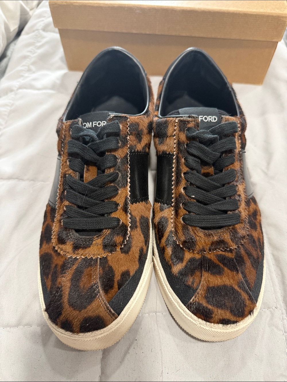 Tom Ford Brown and Black Leopard Print Sneakers